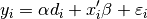 y_{i}=\alpha d_{i}+x_{i}^{\prime} \beta+\varepsilon_{i}